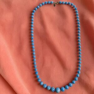 Vintage Sarah Coventry Caribbean Blue Marbled Lucite Necklace